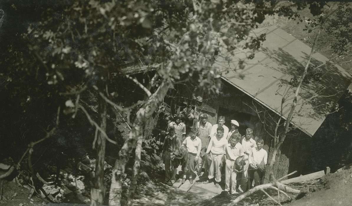 Portraits - Group, Iowa, McMurray, Doug, cabin, Children, boy scout, Clear Lake, IA, history of Iowa, Iowa History