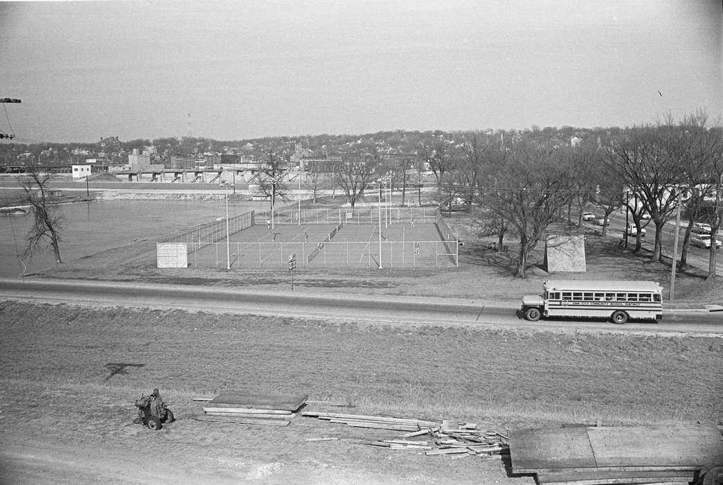 tennis, school bus, Iowa History, Ottumwa, IA, history of Iowa, Lemberger, LeAnn, Motorized Vehicles, Iowa, Cities and Towns, bus, Sports, Schools and Education