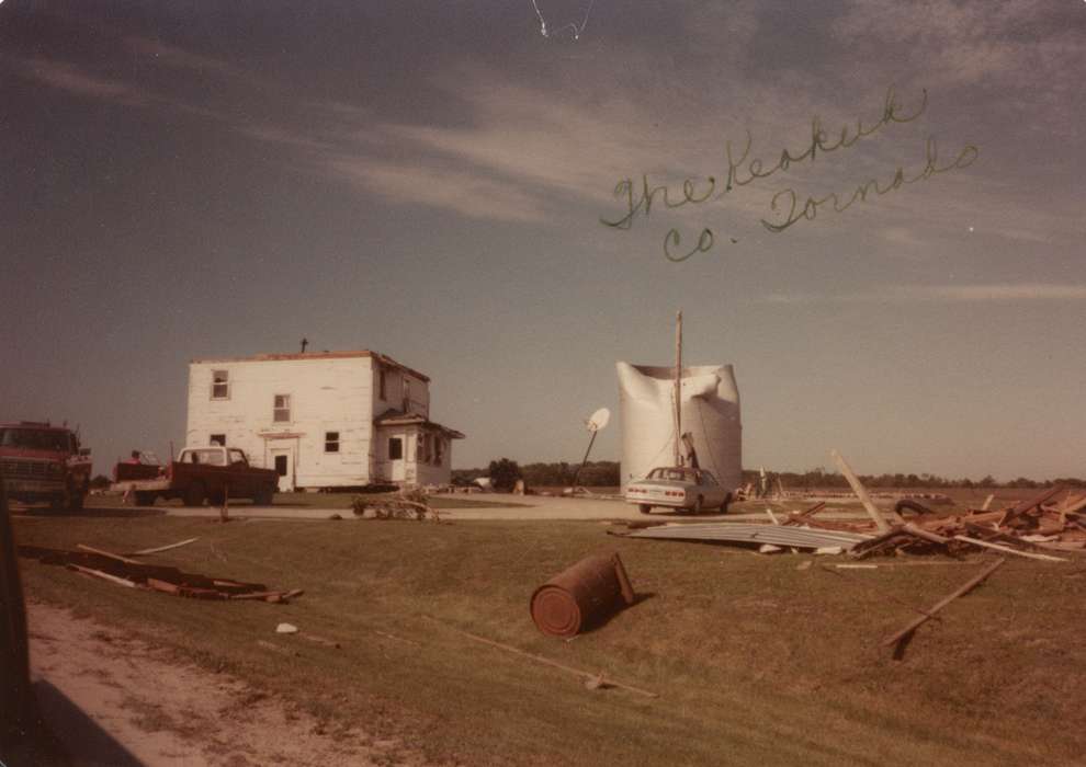 Iowa, weather, storm damage, tornado, history of Iowa, house, Adam, Andrew, Farming Equipment, Farms, Kinross, IA, storm, Iowa History