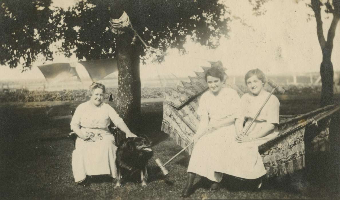 Portraits - Group, correct date needed, Macey, IA, Iowa, croquet, dog, Leisure, history of Iowa, hammock, friends, Iowa History, Mortenson, Jill