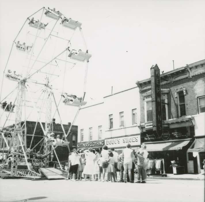 history of Iowa, clothing store, Businesses and Factories, Waverly, IA, Waverly Public Library, Main Streets & Town Squares, Iowa, ferris wheel, shoe store, Iowa History, Cities and Towns, Fairs and Festivals