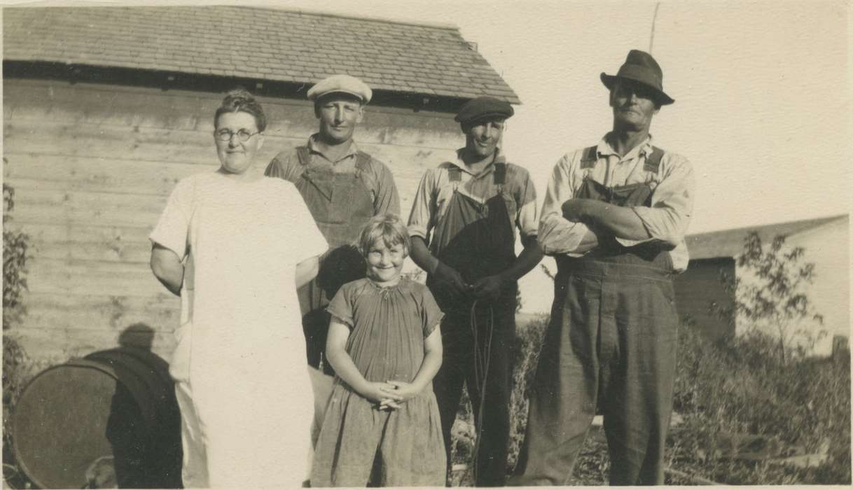 Portraits - Group, history of Iowa, Iowa History, Cook, Mavis, overalls, Iowa, Alden, IA, Farms, Children