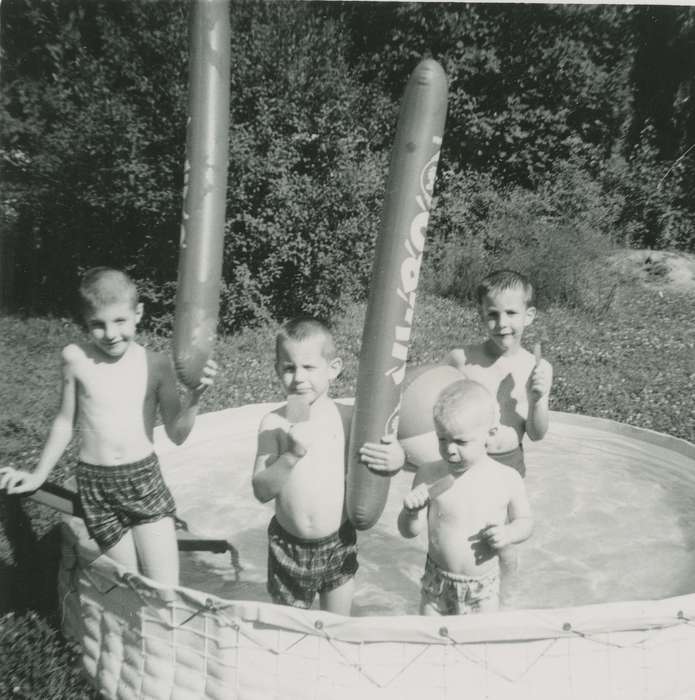 swimming, history of Iowa, Iowa History, Council Bluffs, IA, brothers, swimming pool, Iowa, Henderson, Dan, Homes, Children, backyard