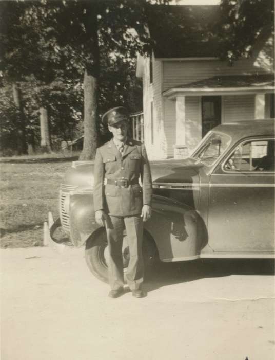 Iowa History, wwii, army, Motorized Vehicles, Iowa, uniform, Webster County, IA, Military and Veterans, Roquet, Ione, history of Iowa