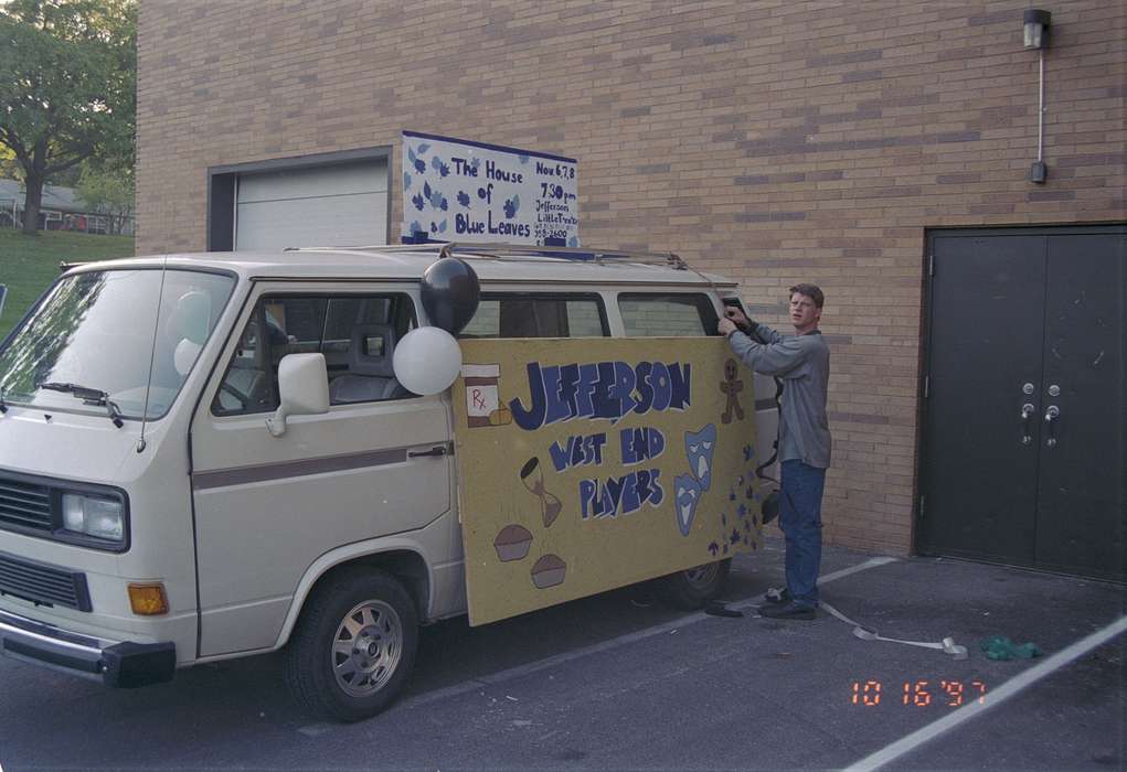 Motorized Vehicles, theater, Iowa History, Rustebakke, Paul, parade, van, history of Iowa, IA, Iowa, Entertainment