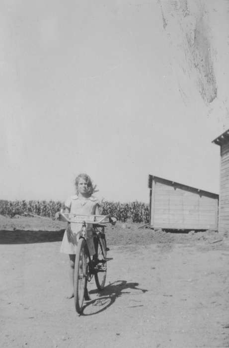 Iowa, bike, Barns, Bettendorf, IA, Portraits - Individual, bicycle, Farms, corn, history of Iowa, Perkins, Lavonne, Iowa History