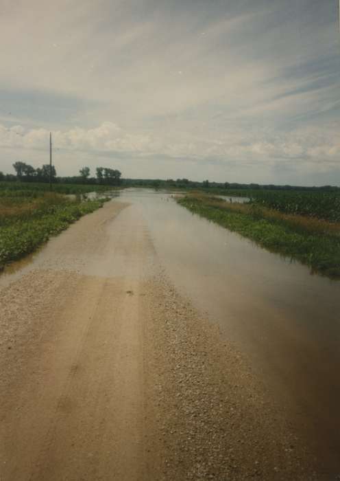 Floods, history of Iowa, Iowa History, Blanchard, Lois, road, sky, Wever, IA, Iowa, Landscapes, cloud, gravel