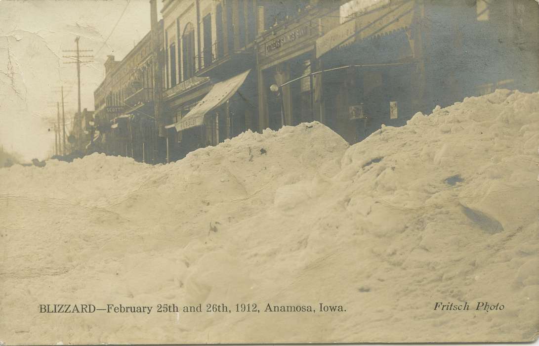 Iowa, Cities and Towns, Anamosa, IA, blizzard, Winter, history of Iowa, Hatcher, Cecilia, snow, Main Streets & Town Squares, Iowa History, stores