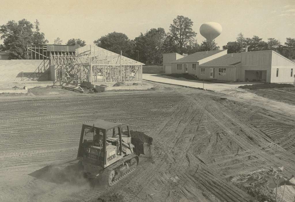 construction, history of Iowa, Homes, Waverly, IA, Waverly Public Library, apartment complex, Iowa, Motorized Vehicles, Iowa History, Cities and Towns, Labor and Occupations