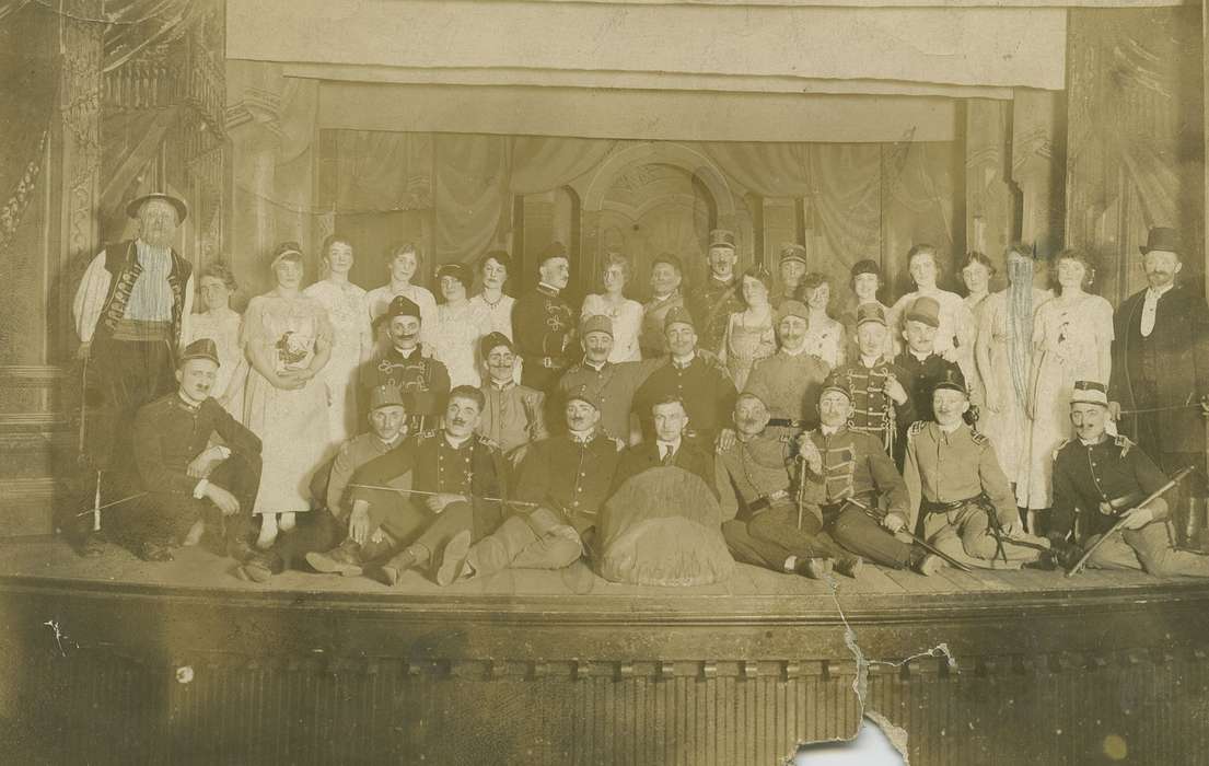 Portraits - Group, stage, Taube, Jane Pesek, Iowa, Cedar Rapids, IA, theatre, Iowa History, actor, Entertainment, play, theater, history of Iowa, costume