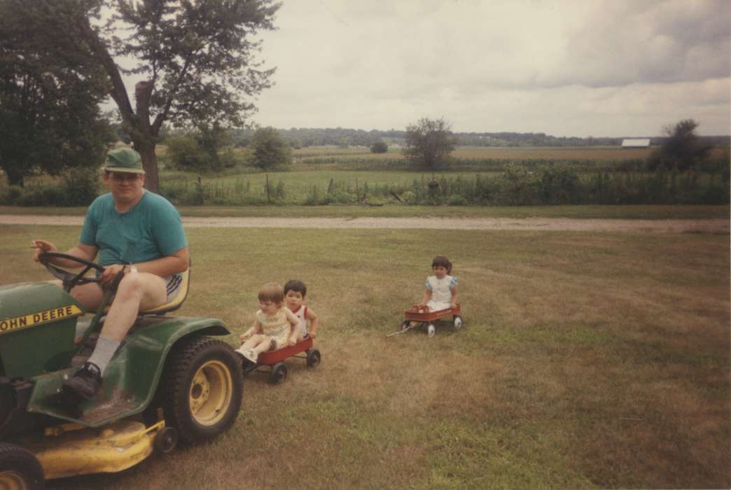 history of Iowa, Iowa History, john deere, lawn mower, wagon, Wever, IA, Iowa, Blanchard, Lois, Children, Leisure