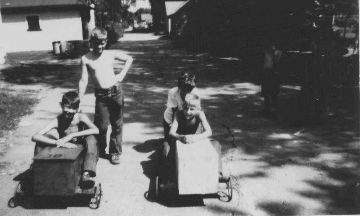 Portraits - Group, history of Iowa, Buffalo, IA, Iowa History, go cart, Iowa, Swanson, Chris, Children, Leisure