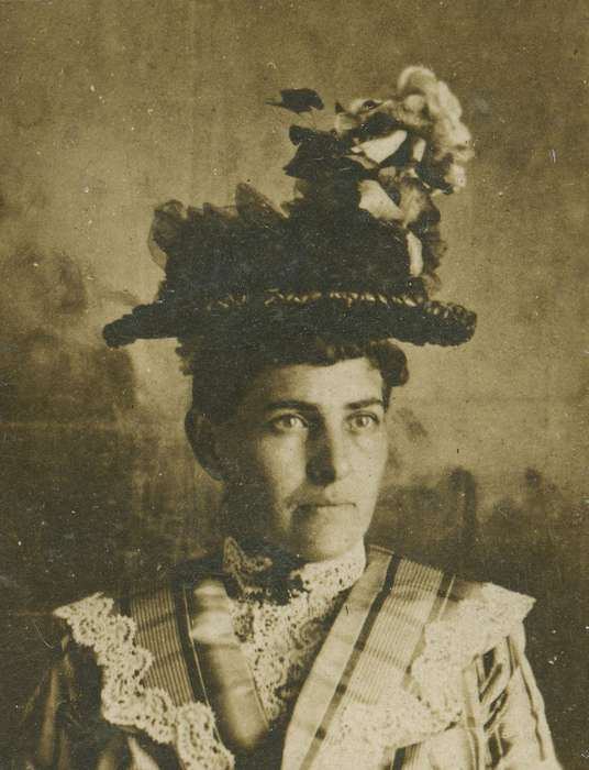 history of Iowa, flowers, IA, Iowa History, lace collar, Iowa, Fredericks, Robert, hat, Portraits - Individual