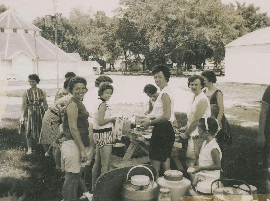 fairground, history of Iowa, picnic, West Union, IA, Iowa, Food and Meals, Portraits - Group, Fink-Bowman, Janna, Iowa History, Leisure