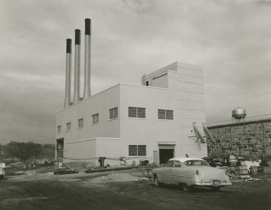 Businesses and Factories, car, Iowa History, Iowa, Motorized Vehicles, Anamosa, IA, limestone, truck, water tower, Anamosa State Penitentiary Museum, anamosa state penitentiary, Prisons and Criminal Justice, history of Iowa