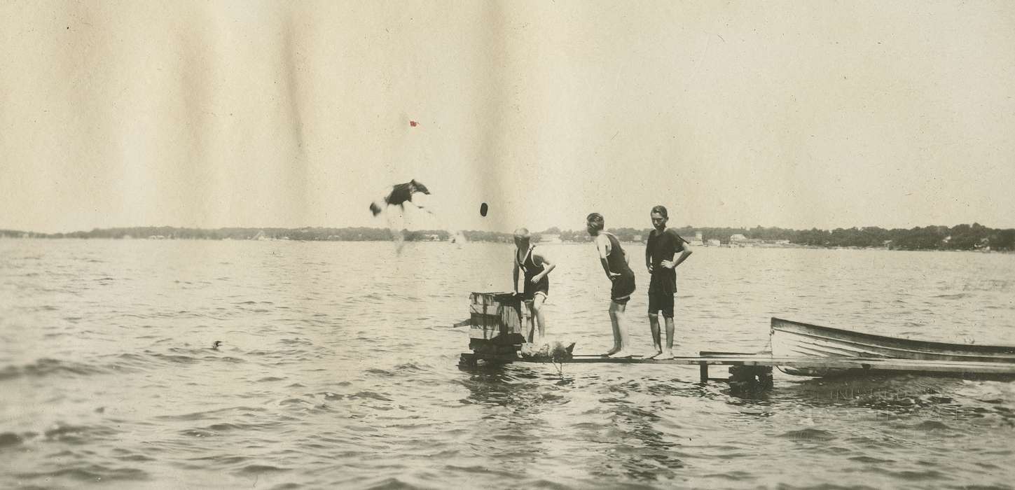 Outdoor Recreation, Iowa, diver, dock, McMurray, Doug, Children, boat, history of Iowa, Lakes, Rivers, and Streams, lake, Clear Lake, IA, boy scouts, dive, Iowa History