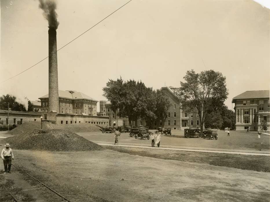 old gilchrist, Iowa, central hall, Iowa History, UNI Special Collections & University Archives, Schools and Education, uni, university of northern iowa, Cedar Falls, IA, history of Iowa, smokestack, iowa state teachers college, steam