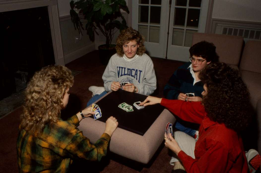 turtleneck, Iowa History, sweatshirt, Schools and Education, coffee table, university of northern iowa, Iowa, couch, uni, cards, UNI Special Collections & University Archives, Leisure, Cedar Falls, IA, history of Iowa