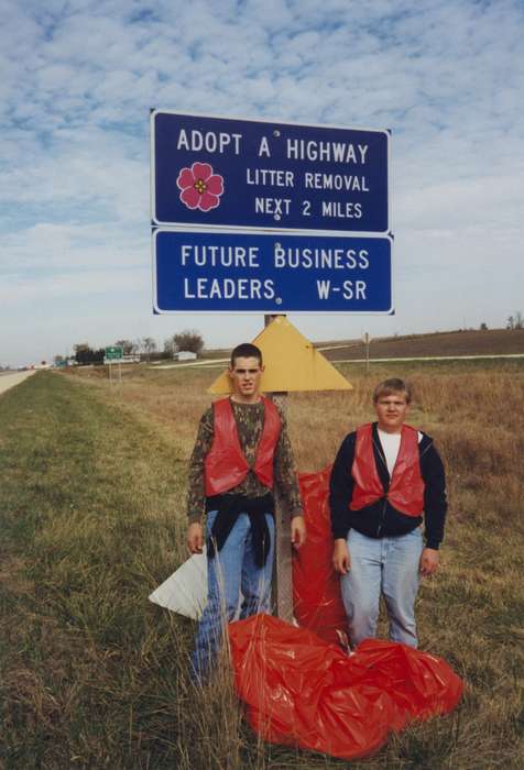 adopt a highway sign, history of Iowa, volunteer, Iowa History, highway, Civic Engagement, high school students, trash bags, Iowa, Children, Waverly Public Library