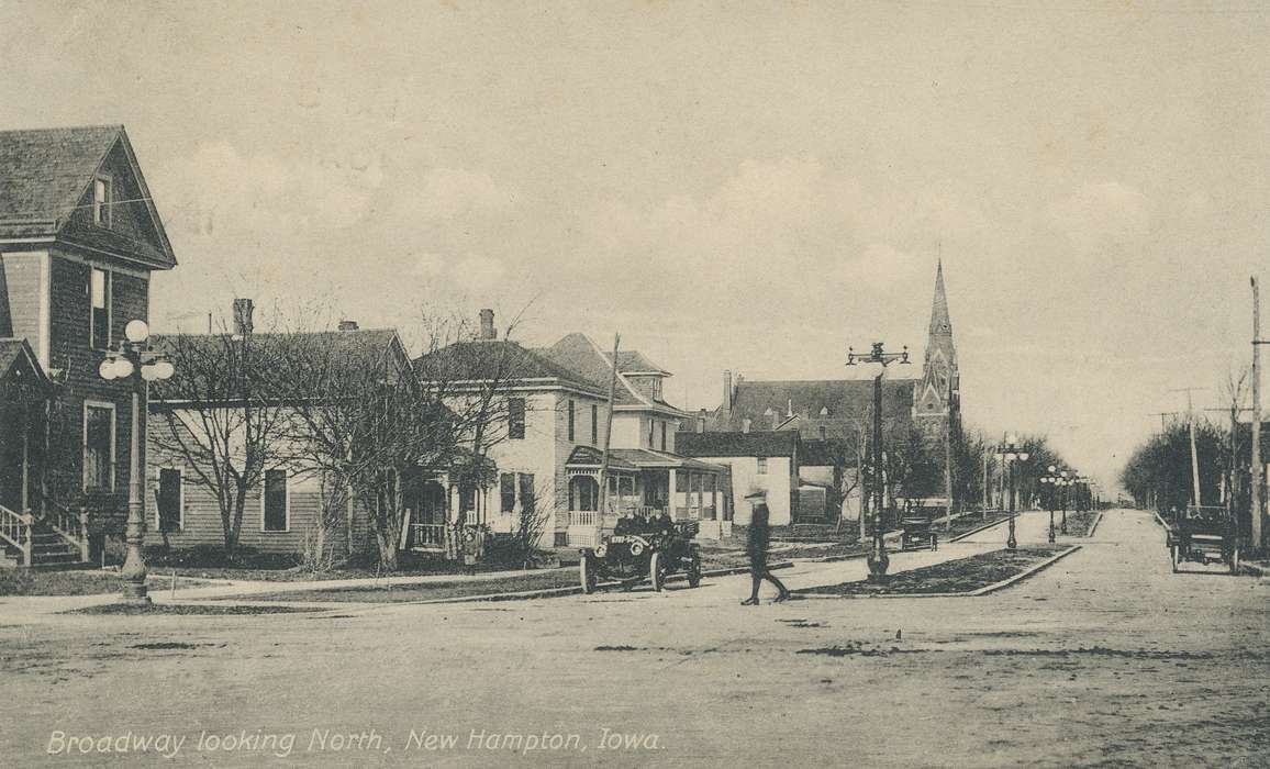 history of Iowa, Religious Structures, Iowa History, Motorized Vehicles, houses, Iowa, Cities and Towns, street lamps, Waverly Public Library