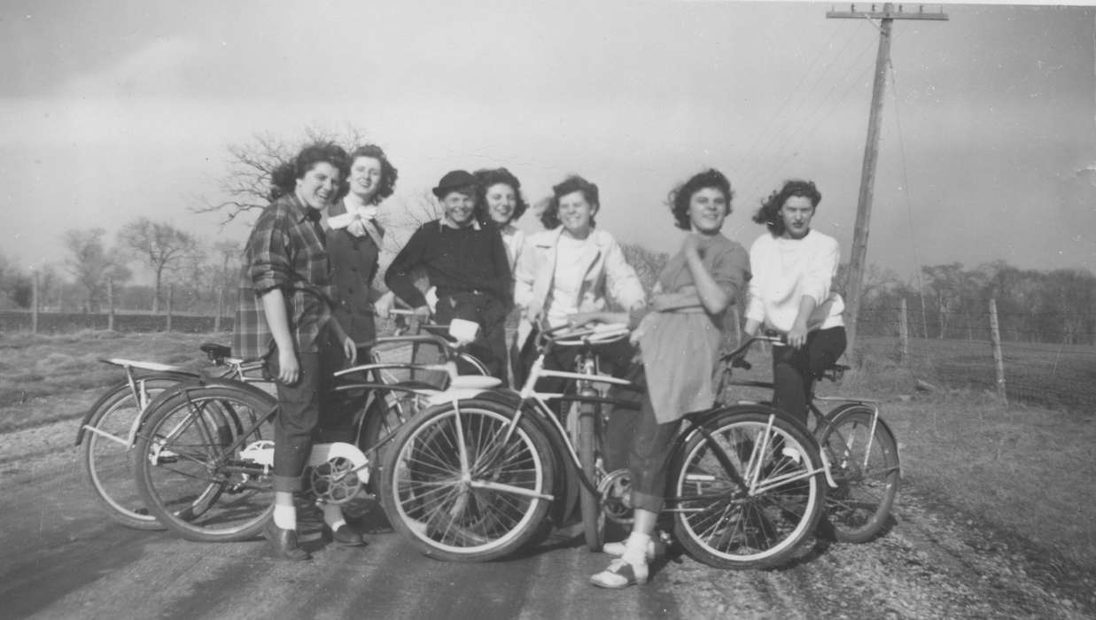 Portraits - Group, IA, Iowa, bike, bicycle, Douglas, Kathryn, history of Iowa, Iowa History