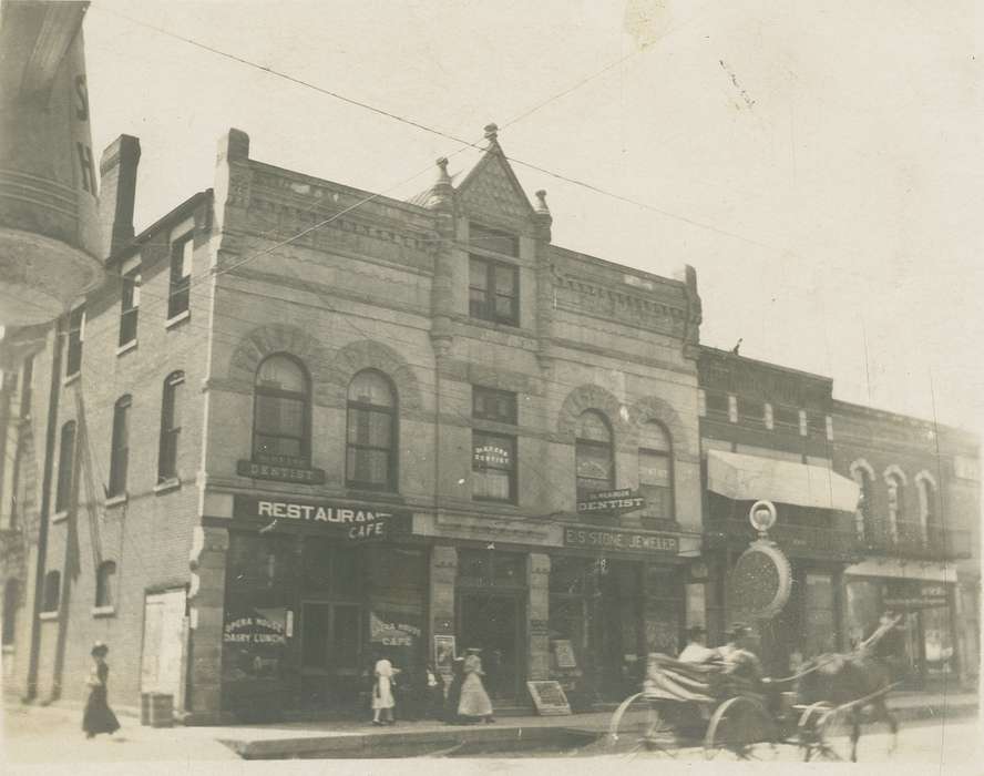 Iowa, Animals, horse, restaurant, Cities and Towns, Anamosa, IA, Hatcher, Cecilia, history of Iowa, Main Streets & Town Squares, Iowa History