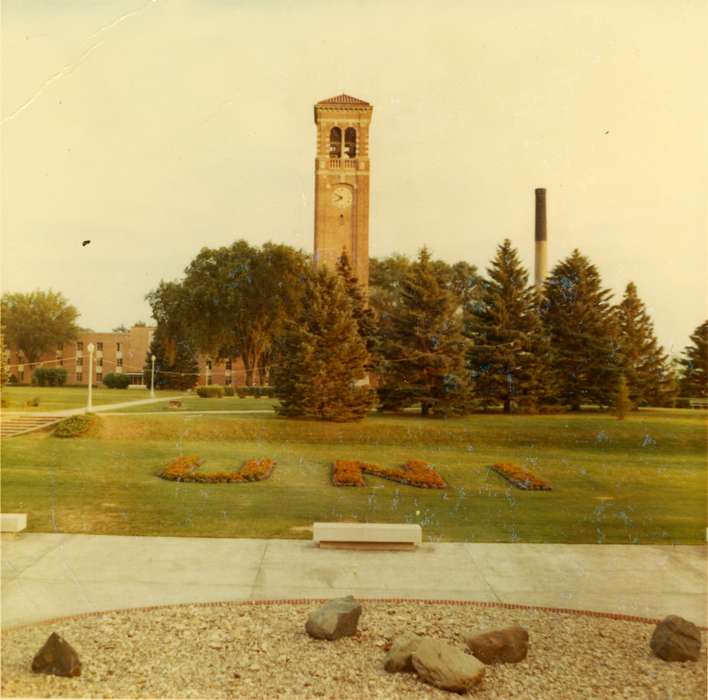 Cedar Falls, IA, history of Iowa, Iowa History, uni, UNI Special Collections & University Archives, smokestack, Iowa, Schools and Education, university of northern iowa, campanile