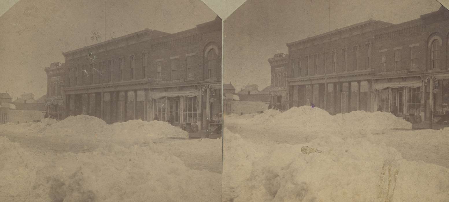 Main Streets & Town Squares, history of Iowa, Iowa History, Winter, Businesses and Factories, business, Waverly, IA, e. bremer ave., Iowa, snow, Waverly Public Library