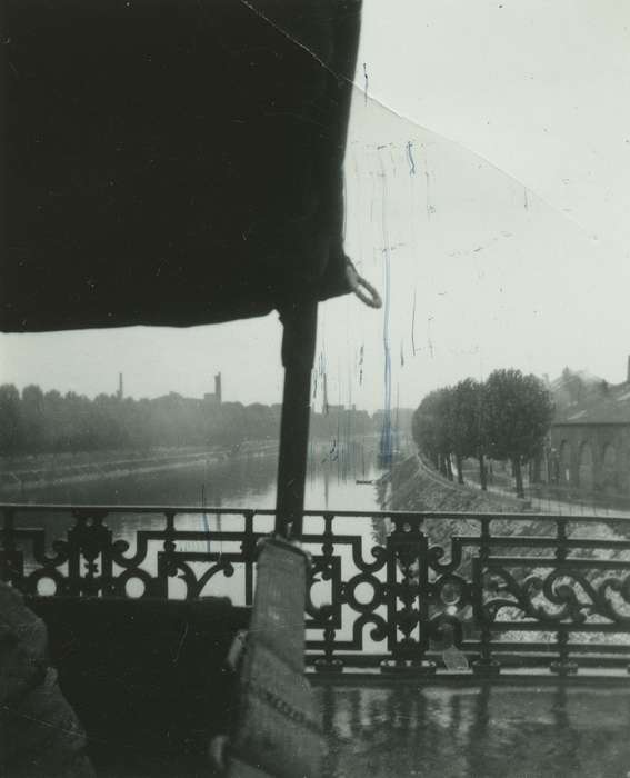 Lakes, Rivers, and Streams, world war ii, Campopiano Von Klimo, Melinda, Iowa History, railing, Iowa, history of Iowa, trees, wwii, Paris, Travel, river