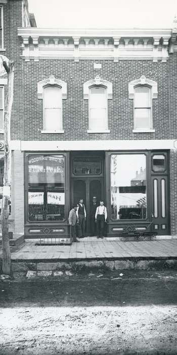 Portraits - Group, Iowa, Waverly Public Library, storefront, furniture store, store, Cities and Towns, Businesses and Factories, history of Iowa, Waverly, IA, Main Streets & Town Squares, Iowa History