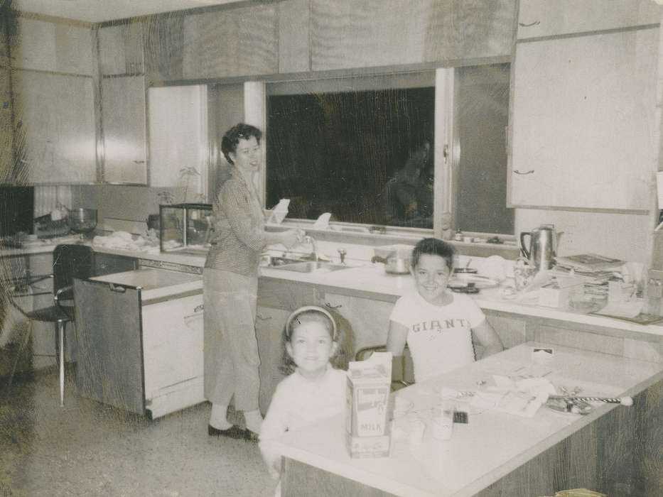 Portraits - Group, history of Iowa, kitchen, Iowa History, Families, Fink-Bowman, Janna, West Union, IA, Iowa, Homes, milk