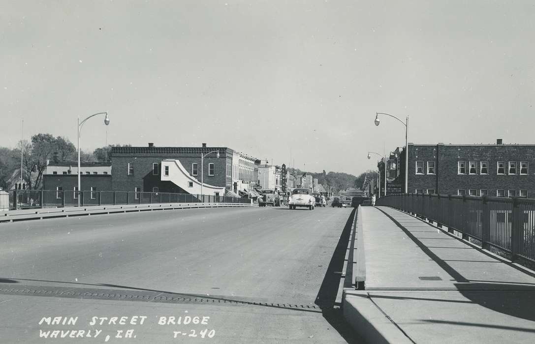 Main Streets & Town Squares, main street, bridge, Iowa History, history of Iowa, Motorized Vehicles, Iowa, Cities and Towns, correct date needed, Waverly Public Library
