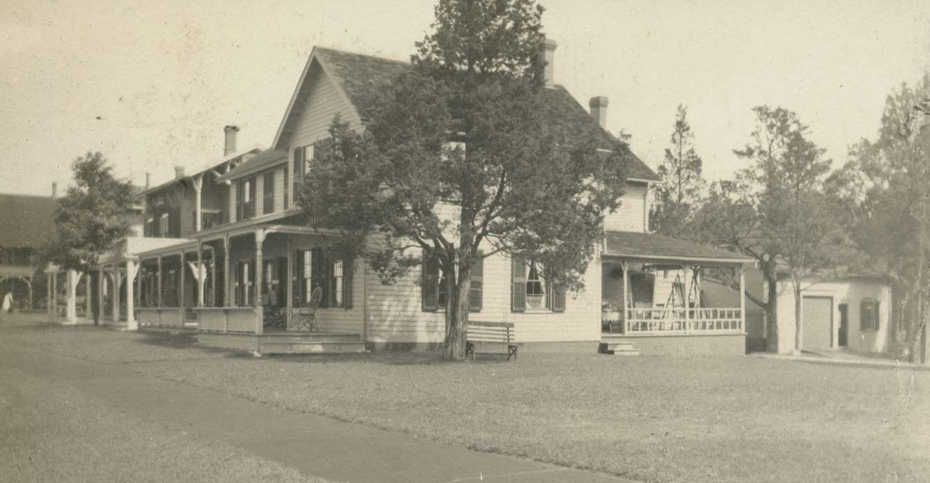 Travel, neighborhood, history of Iowa, Iowa History, Narragansett, NJ, Iowa, tree, porch, Homes, McMurray, Doug, bench