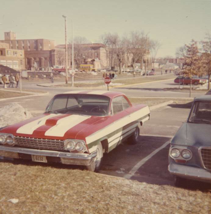 car, chevrolet, Iowa History, Iowa, Motorized Vehicles, Schools and Education, impala, parking lot, school, chevy, Langebartels, Gary, Cedar Falls, IA, history of Iowa