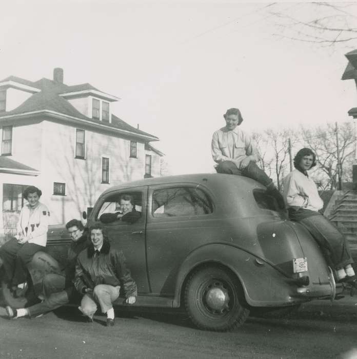 teenagers, Cedar Falls, IA, history of Iowa, Iowa History, high school, Motorized Vehicles, car, Jeys, Marlene, Iowa, Schools and Education, house, Leisure