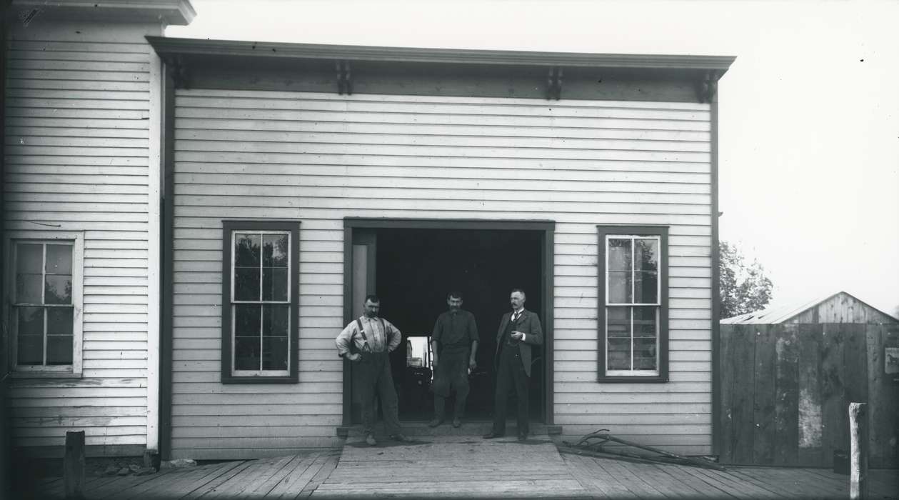 Portraits - Group, history of Iowa, Iowa History, window, Businesses and Factories, blacksmith, Waverly, IA, Iowa, Cities and Towns, small business, Waverly Public Library, Labor and Occupations
