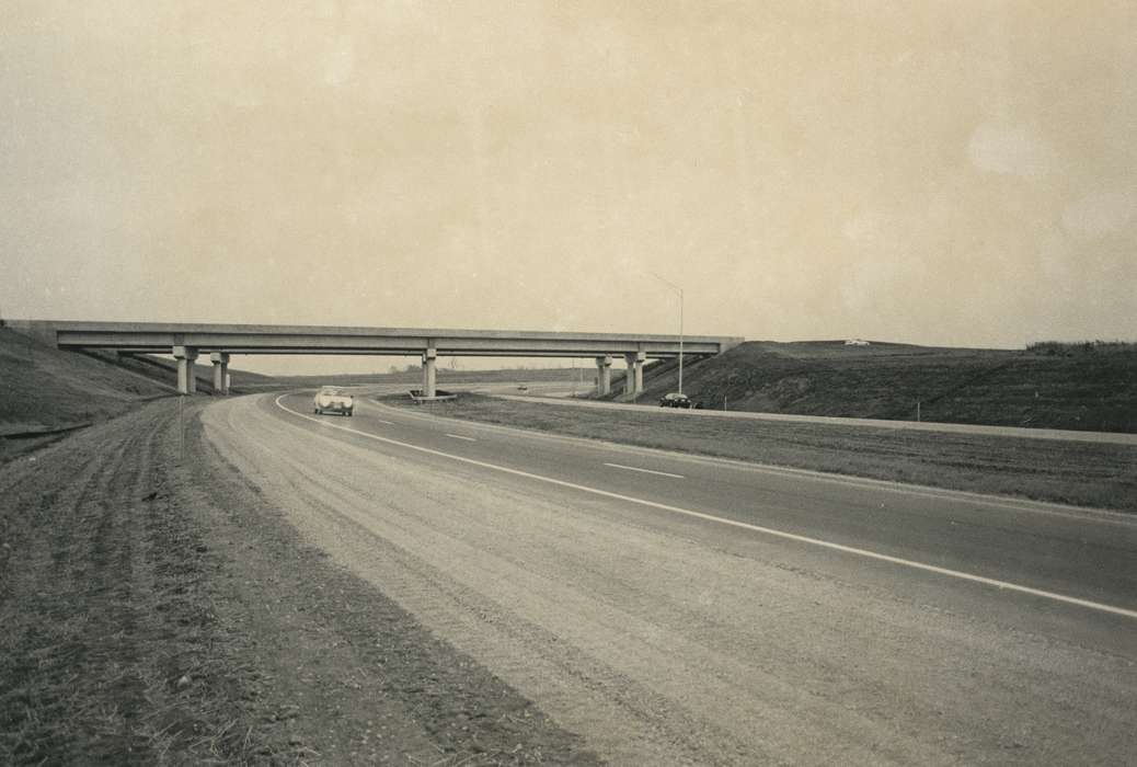 history of Iowa, Waverly Public Library, cars, Iowa, Motorized Vehicles, Iowa History, highway, bridge