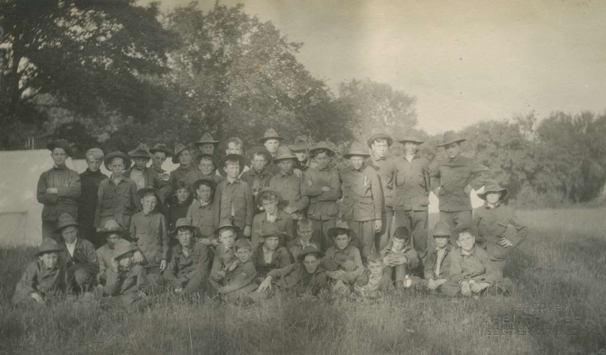 Portraits - Group, boy scouts, history of Iowa, Iowa History, Iowa, Outdoor Recreation, McMurray, Doug, Woodward, IA