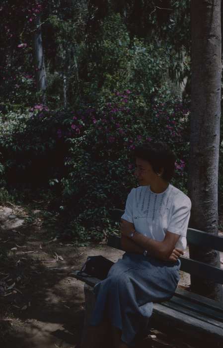 Travel, Leisure, bushes, history of Iowa, Sack, Renata, Iowa History, woman, Iowa, flower, CA, bench, Portraits - Individual