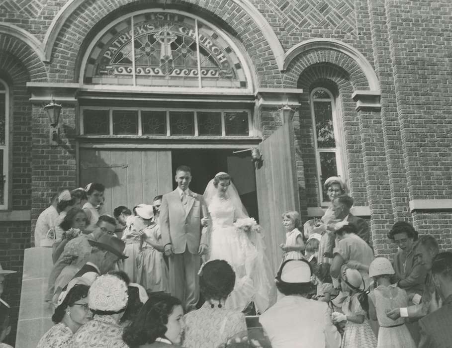 Cedar Falls, IA, Religious Structures, history of Iowa, groom, Iowa History, bride, Jeys, Marlene, Iowa, Weddings, church, wedding dress, suit