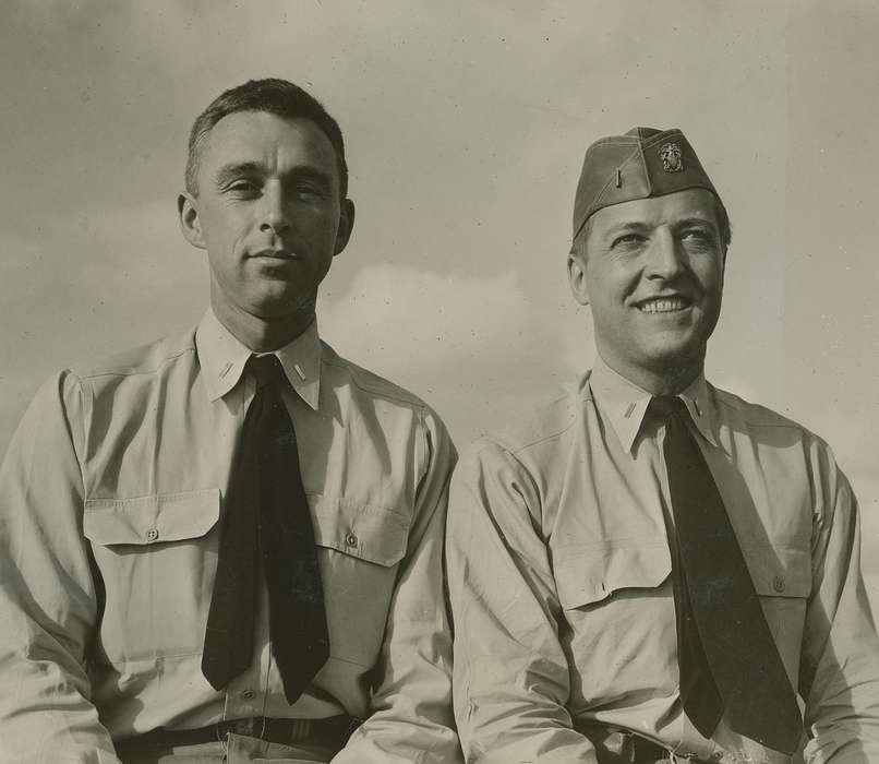 Portraits - Group, Iowa, Webster City, IA, Military and Veterans, smile, cap, tie, McMurray, Doug, pin, history of Iowa, Iowa History