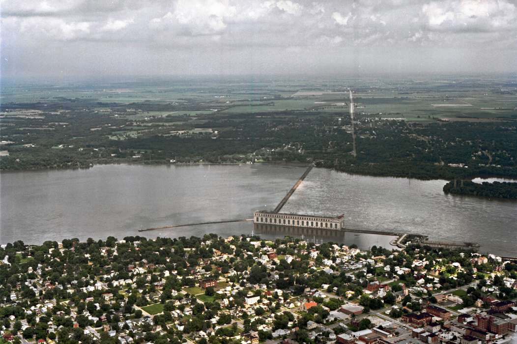 Iowa, mississippi river, dam, Ottumwa, IA, river, Lakes, Rivers, and Streams, Aerial Shots, Lemberger, LeAnn, Cities and Towns, Businesses and Factories, bridge, history of Iowa, Iowa History