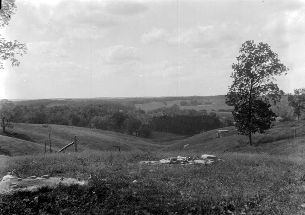 stone city art colony, grass, view, hill, Lemberger, LeAnn, history of Iowa, Iowa, field, Stone City, IA, Iowa History, Landscapes, tree