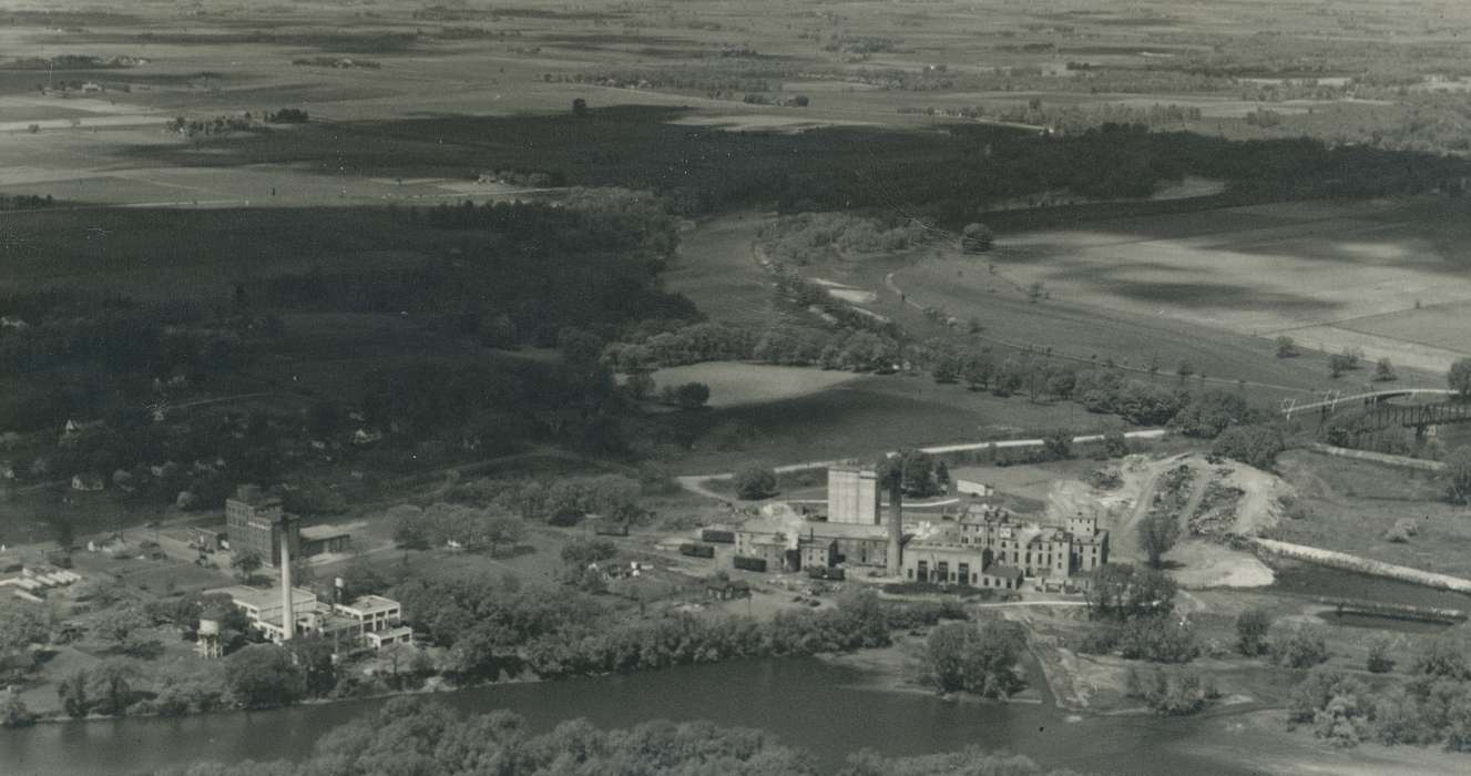 Waverly, IA, aerial, Aerial Shots, history of Iowa, factory district, Iowa, Waverly Public Library, Businesses and Factories, Iowa History