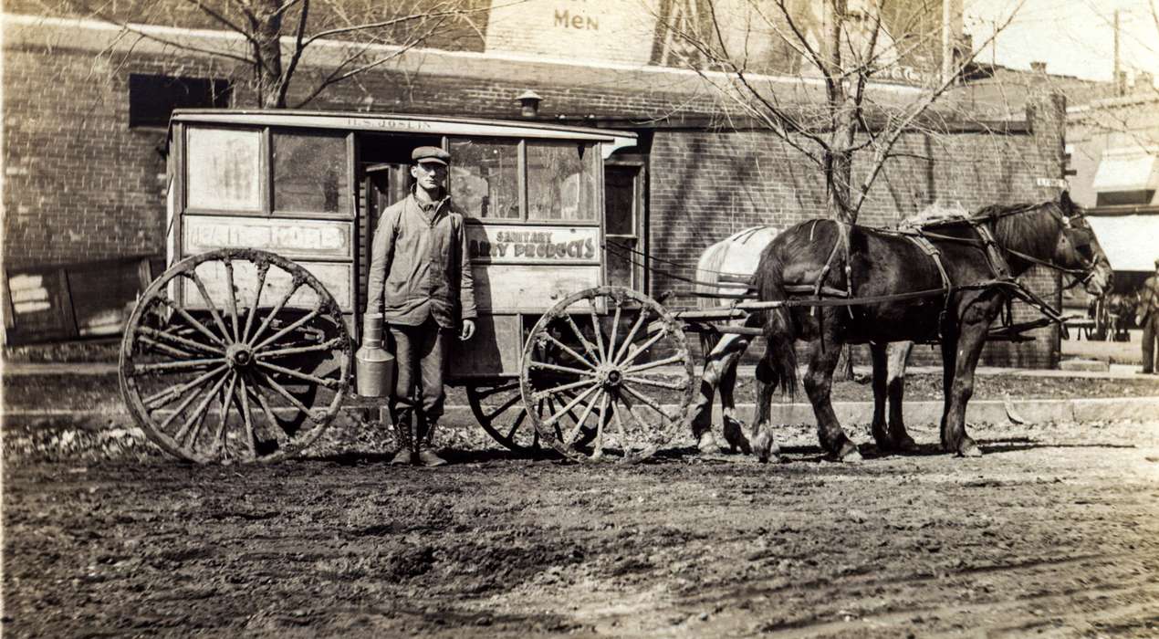 Main Streets & Town Squares, history of Iowa, Iowa History, dairy, Businesses and Factories, Animals, Anamosa Library & Learning Center, Iowa, Anamosa, IA, horse, milk, Labor and Occupations