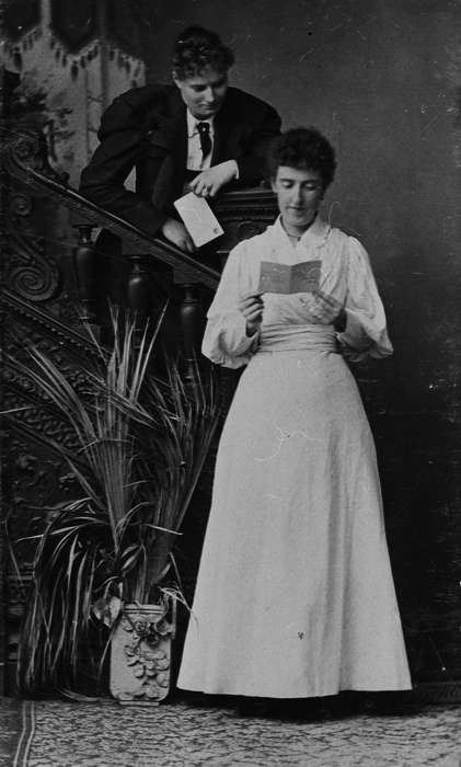 history of Iowa, Iowa History, banister, Ottumwa, IA, house plant, Iowa, Lemberger, LeAnn, dress, stairs, Portraits - Individual