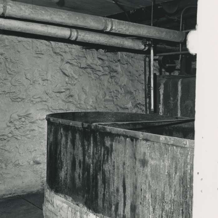 Iowa History, concrete, Waverly Public Library, exposed piping, Iowa, history of Iowa, pipes, tub, Waverly, IA, exposed concrete, basement