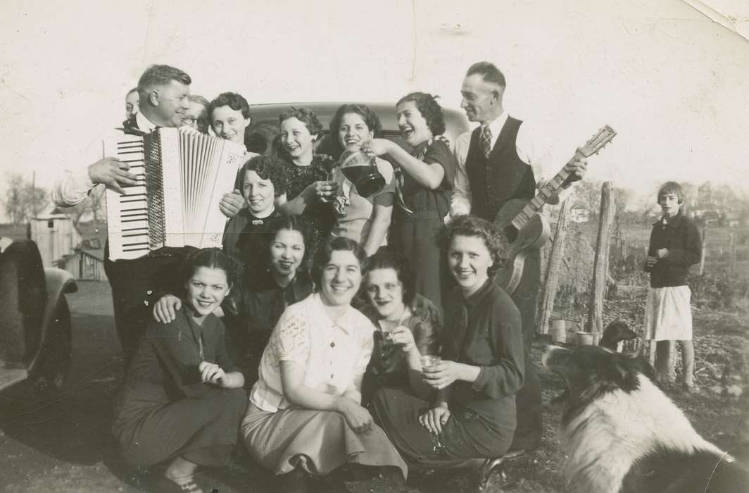 Portraits - Group, Food and Meals, Iowa, Animals, guitar, accordion, montenegrin, Leisure, dog, Des Moines, IA, Campopiano Von Klimo, Melinda, music, history of Iowa, Iowa History