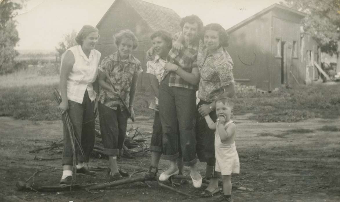 Portraits - Group, history of Iowa, Iowa History, Hepburn, IA, friends, Iowa, Salway, Evelyn, sticks, Farms