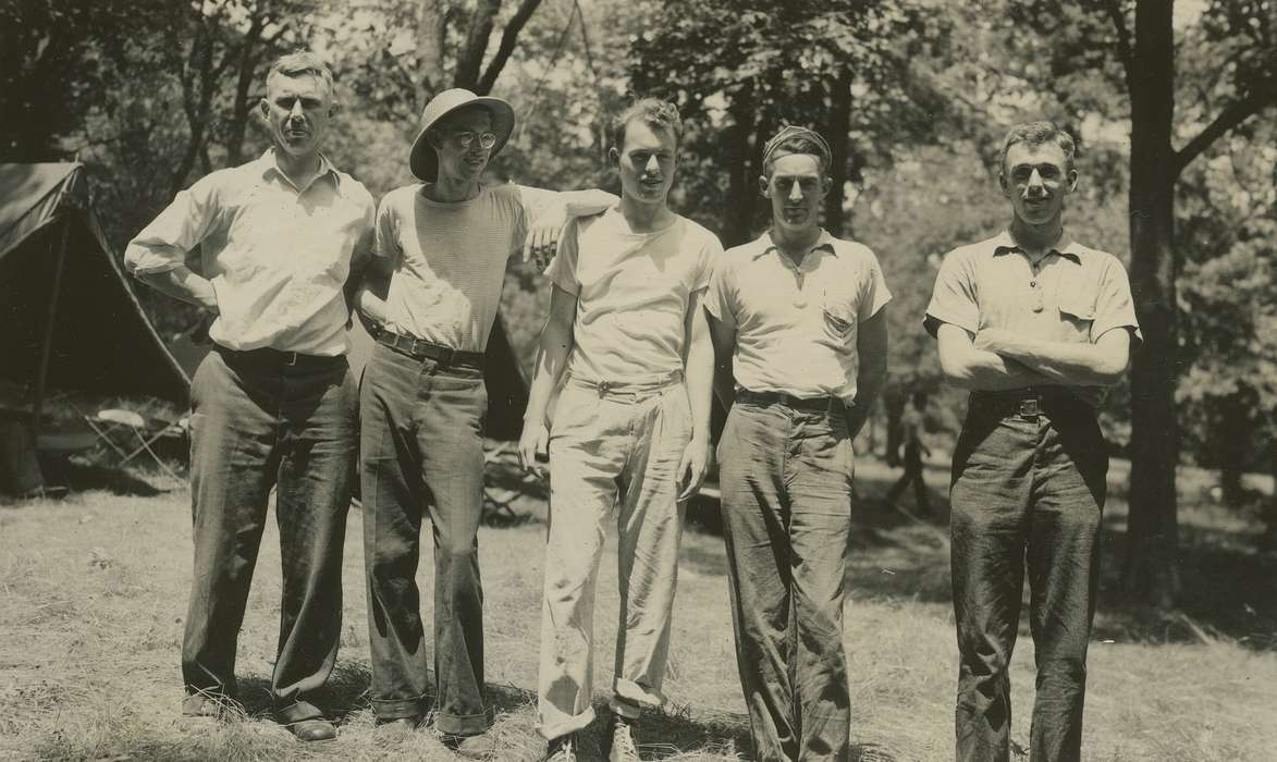 Portraits - Group, Lehigh, IA, boy scouts, history of Iowa, Iowa History, tent, Iowa, Outdoor Recreation, McMurray, Doug, camping